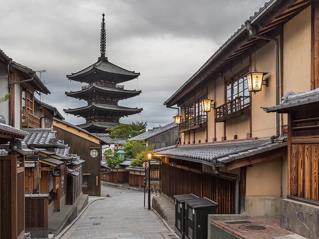 Yasaka Pagoda above a lantern-lit street in Higashiyama